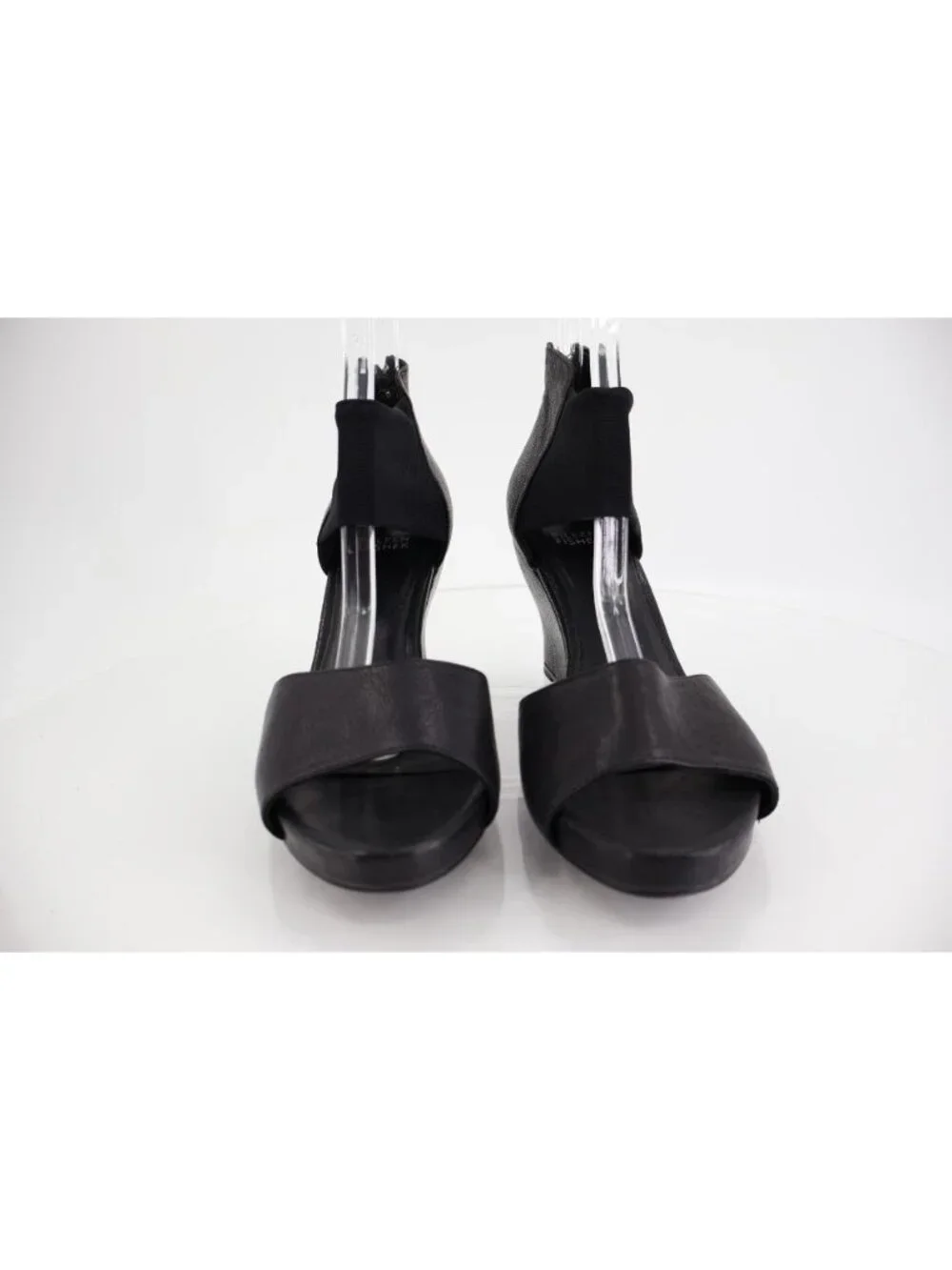 Eileen Fisher Women's Corona Sandal Size 9 Black Leather Mesh Ankle Strap - Picture 3 of 12